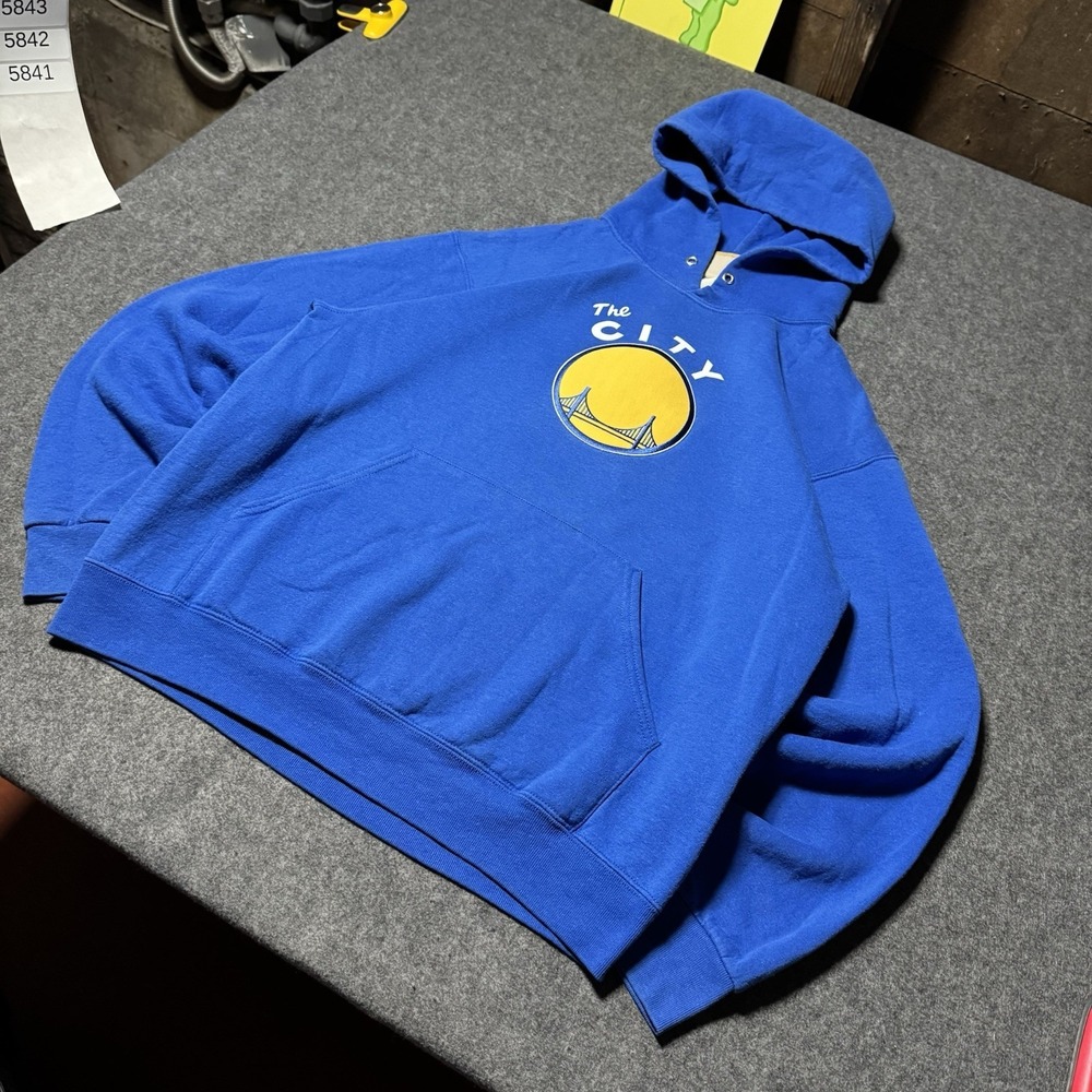 Vtg NBA Golden State Warriors Hoodie‎ Hardwood Classics Fleece Logo Pullover M